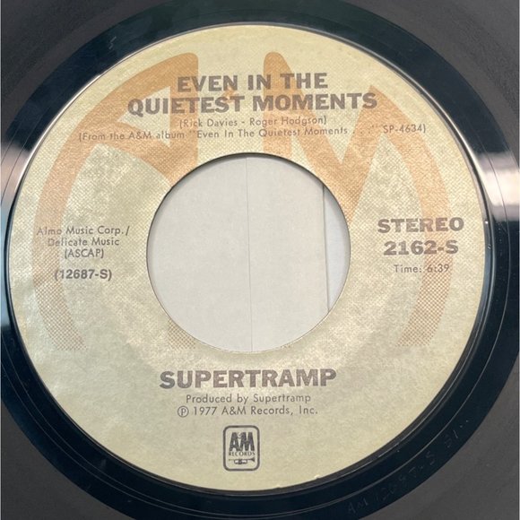 Supertramp Goodbye Stranger / Even in the Quietest Moments 45 Classic Rock A&M - Picture 2 of 4